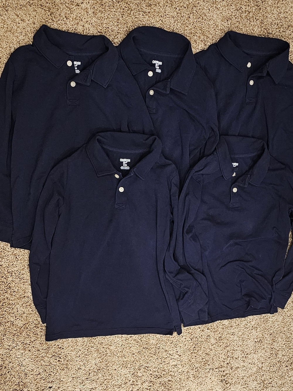 OshKosh B'gosh Navy Long Sleeve Polo Top - Boys Size 8